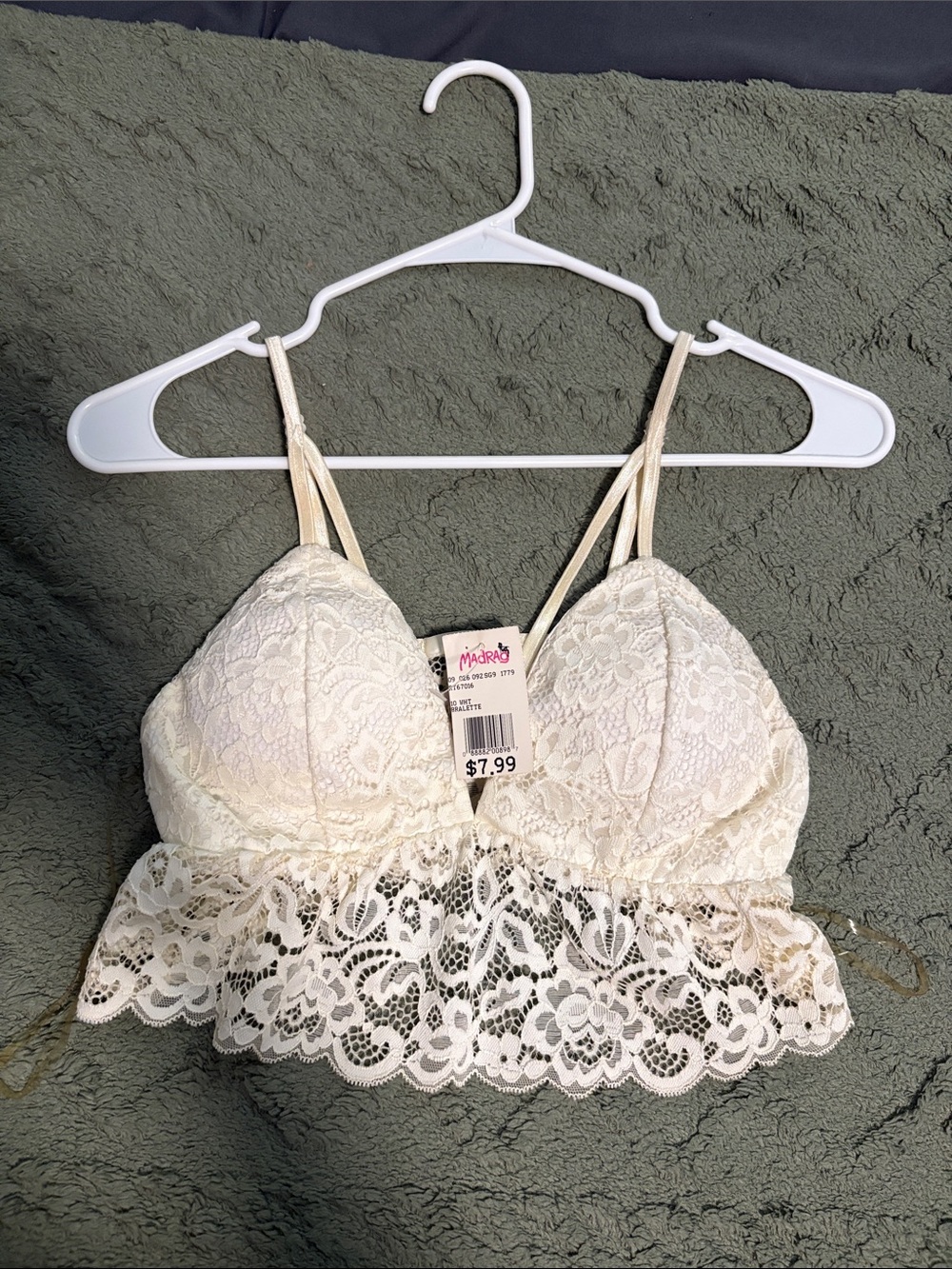 Bozzolo Cream Lace Bralette with Scalloped Hem